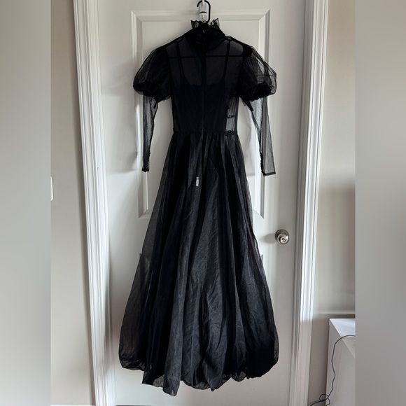 Elegant Black Wednesday Addams inspired Evening Gown - Picture 13 of 16